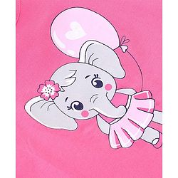 Babyhug 100% Cotton Knit Half Sleeves T-Shirt with Elephant Graphic Print - Pink