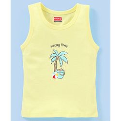 Babyhug 100% Cotton Knit Sleeveless Antibacterial Striped Sando Palm Tree Print Pack of 3 - Purple & Yellow