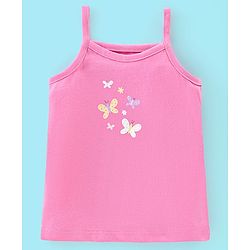 Babyhug 100% Cotton Knit Sleeveless Antibacterial Slips Butterfly & Polka Dot Print Pack of 3 - Pink Purple & White