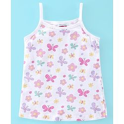 Babyhug 100% Cotton Knit Sleeveless Antibacterial Slips Butterfly & Polka Dot Print Pack of 3 - Pink Purple & White