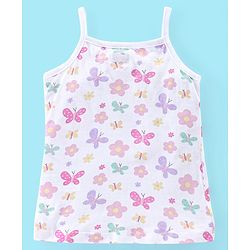 Babyhug 100% Cotton Knit Sleeveless Antibacterial Slips Butterfly & Polka Dot Print Pack of 3 - Pink Purple & White