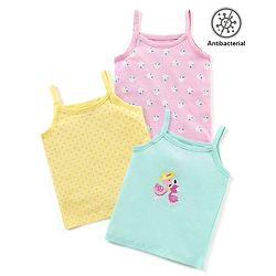 Babyhug 100% Cotton Antibacterial Finish Slips Flamingo & Floral Print Pack of 3 - Pink Yellow & Blue