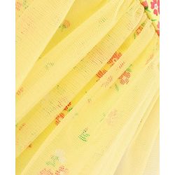 Babyhug 100% Cotton Knit Frill Sleeves Frock Style Onesie with Headband Floral Print - Yellow