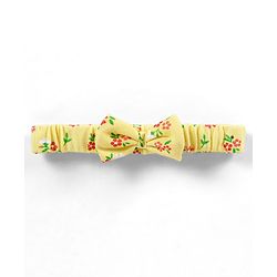 Babyhug 100% Cotton Knit Frill Sleeves Frock Style Onesie with Headband Floral Print - Yellow