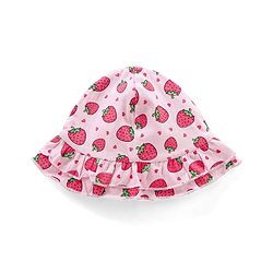 Babyhug Singlet Sleeves 100% Cotton Onesie with Strawberry Print and Cap - Pink