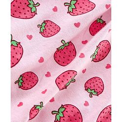 Babyhug Singlet Sleeves 100% Cotton Onesie with Strawberry Print and Cap - Pink