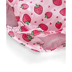 Babyhug Singlet Sleeves 100% Cotton Onesie with Strawberry Print and Cap - Pink