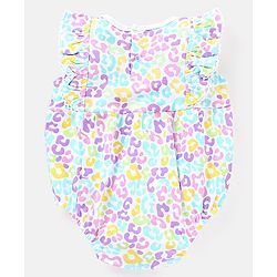 Babyhug 100% Cotton Sleeveless Onesie with Head Band Abstract Print - Multicolour