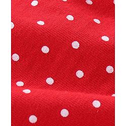 Babyhug Singlet Sleeves 100% Cotton Onesie with Dot Print and Cap - Red