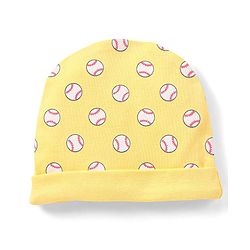 Babyhug 100% Cotton Knit Cap Mittens & Booties Set Balls Print Yellow - Diameter 10.5 cm