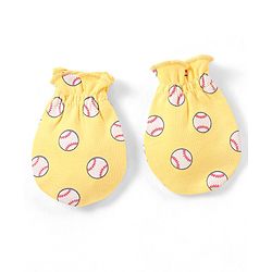 Babyhug 100% Cotton Knit Cap Mittens & Booties Set Balls Print Yellow - Diameter 10.5 cm
