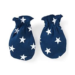 Babyhug 100% Cotton Cap Mittens And Booties Star Print Navy Blue -  Diameter 11.5 cm