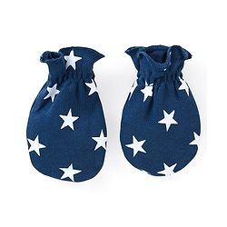 Babyhug 100% Cotton Cap Mittens And Booties Star Print Navy Blue -  Diameter 11.5 cm