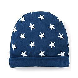 Babyhug 100% Cotton Cap Mittens And Booties Star Print Navy Blue -  Diameter 11.5 cm