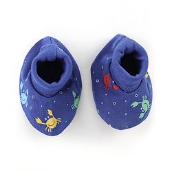Babyhug 100% Cotton Cap Mittens & Booties Crab Print Navy Blue-Diameter 11.5 cm