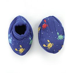 Babyhug 100% Cotton Cap Mittens & Booties Crab Print Navy Blue-Diameter 11.5 cm