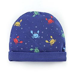 Babyhug 100% Cotton Cap Mittens & Booties Crab Print Navy Blue-Diameter 11.5 cm