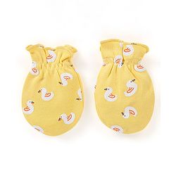 Babyhug 100% Cotton Duck Print Cap Mittens & Booties Set - Yellow