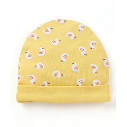 Babyhug 100% Cotton Duck Print Cap Mittens & Booties Set - Yellow