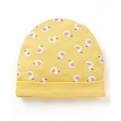Babyhug 100% Cotton Duck Print Cap Mittens & Booties Set - Yellow