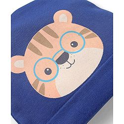 Babyhug 100% Cotton Cap Tiger Print Navy - Diameter 9.5 cm