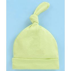 Babyhug 100% Cotton Cap Teddy & Stripes Print Blue & Green - Diameter 9.5 cm