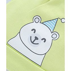 Babyhug 100% Cotton Cap Teddy & Stripes Print Blue & Green - Diameter 9.5 cm