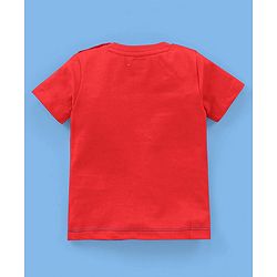 Babyhug Cotton Knit Half Sleeves T-Shirt & Lounge Pants Set Colour Block - Red Blue & White