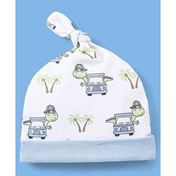 Babyhug 100% Cotton Cap Dino Printed - White