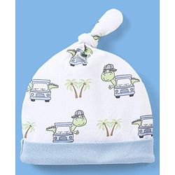 Babyhug 100% Cotton Cap Dino Printed - White