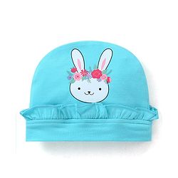 Babyhug Cotton Cap Bunny Print with Frill Detailing - Blue