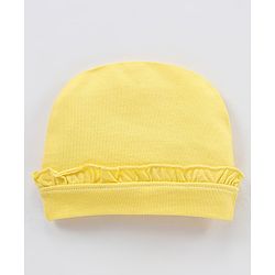 Babyhug Cotton Elastane Cap Kitty Print - Yellow