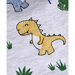 Babyhug 100% Cotton Front Open Dino Print Vests Pack of 3 - White Blue & Yellow