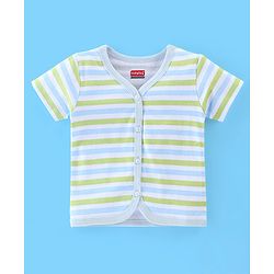 Babyhug 100% Cotton Knit Half Sleeves Front Open Jhablas Stripes & Lion Print Pack of 3 - Multicolour
