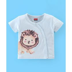 Babyhug 100% Cotton Knit Half Sleeves Front Open Jhablas Stripes & Lion Print Pack of 3 - Multicolour