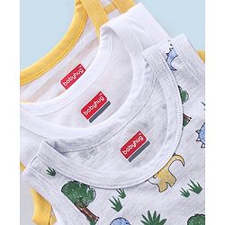 Babyhug 100% Cotton Sleeveless Sando Pack of 3 - Yellow & Blue