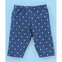 Babyhug Cotton Lycra Three Fourth Length Leggings Polka Dots & Floral Print Pack of 3- Pink & Blue
