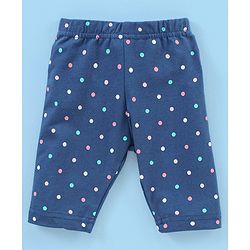Babyhug Cotton Lycra Three Fourth Length Leggings Polka Dots & Floral Print Pack of 3- Pink & Blue