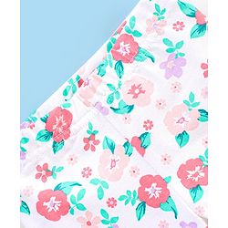 Babyhug Cotton Lycra Three Fourth Length Leggings Polka Dots & Floral Print Pack of 3- Pink & Blue