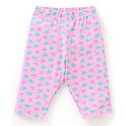 Babyhug Cotton Three Fourth Length Leggings Stripes & Heart Print Pack of 3- Pink & Blue