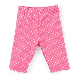 Babyhug Cotton Lycra Three Fourth Length Leggings Stripes & Heart Print Pack of 3- Pink & Blue