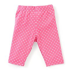Babyhug Cotton Lycra Three Fourth Length Leggings Stripes & Heart Print Pack of 3- Pink & Blue