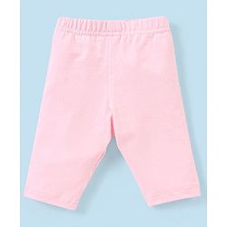 Babyhug Cotton Lycra Three Fourth Length Leggings Stripes & Heart Print Pack of 3- Pink & Blue