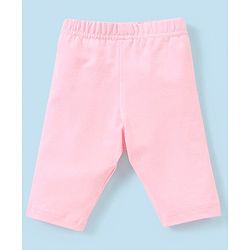 Babyhug Cotton Lycra Three Fourth Length Leggings Stripes & Heart Print Pack of 3- Pink & Blue