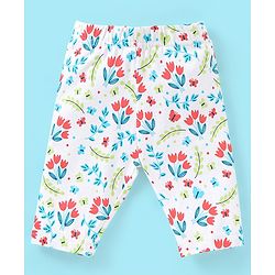 Babyhug Three Fourth Length Lycra Leggings Floral Print Pack of 3 - Red & Blue