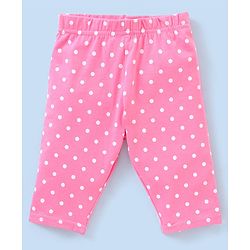 Babyhug Three Fourth Length Lycra Leggings Heart Print Pack of 3 - Pink & Blue