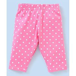 Babyhug Three Fourth Length Lycra Leggings Heart Print Pack of 3 - Pink & Blue