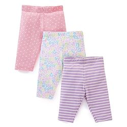 Babyhug Cotton Lycra Three Fourth Leggings Heart & Stripe Print Pack of 3 - Multicolor