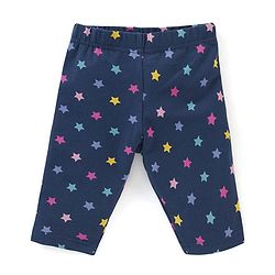 Babyhug Cotton Lycra Three Fourth Leggings Dot & Star Print Pack of 3 - Multicolor