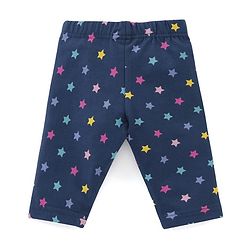 Babyhug Cotton Lycra Three Fourth Leggings Dot & Star Print Pack of 3 - Multicolor